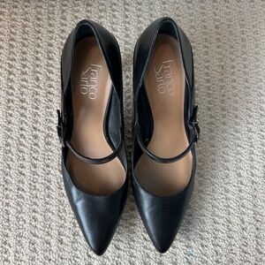 Franco Sarto Black Leather Anthem Mary Jane Heels